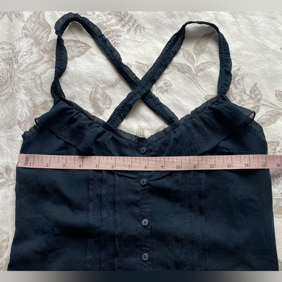 Abercrombie Y2K Navy Button Down Ruffle Cami Tie Waist Small Bratz Mallcore VTG - Picture 5 of 8